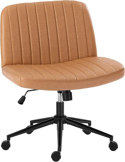 OLIXIS Criss Cross Chair with Wheels Wide Cross Legged Office Desk Vanity Chair by OLIXIS