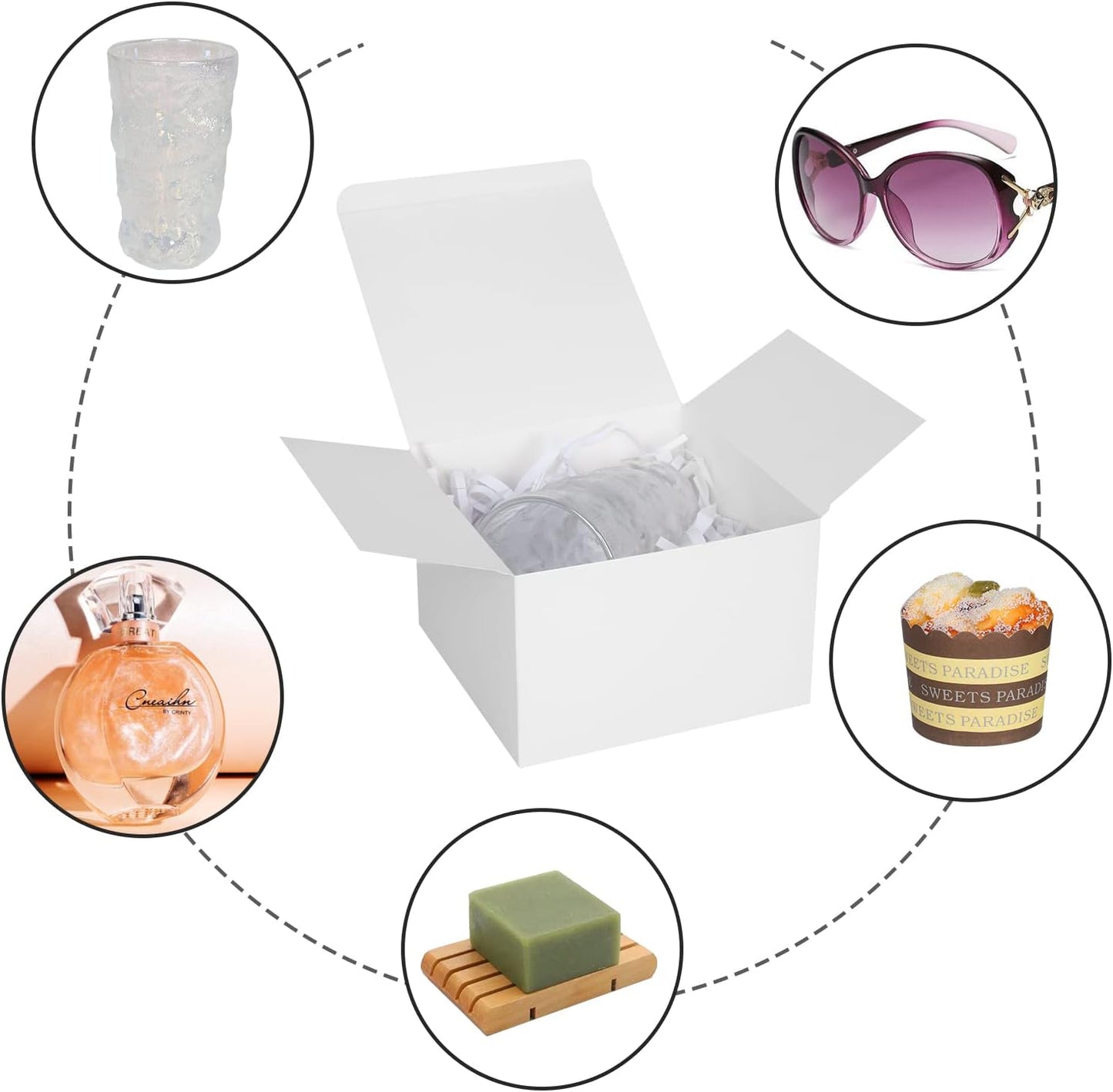 COTOPHER Small Gift Boxes 10 Pack 6x6x4 inches White Gift Boxes with Lids for Gifts, Crafting, Wedding Party Favor, Cupcake Box, Candy, Bridesmaids Proposal Box