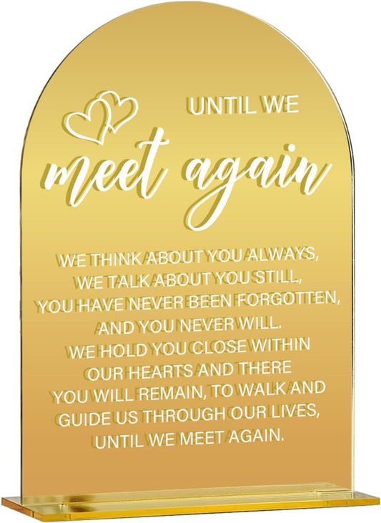 Acrylic Wedding Sign, Bridal Shower Decorations, Until We Meet Again Sign for Ceremony, Modern Font Table Signs, Gold Mirror Arched Acrylic Tabletop Signs for Wedding Reception and Event Party