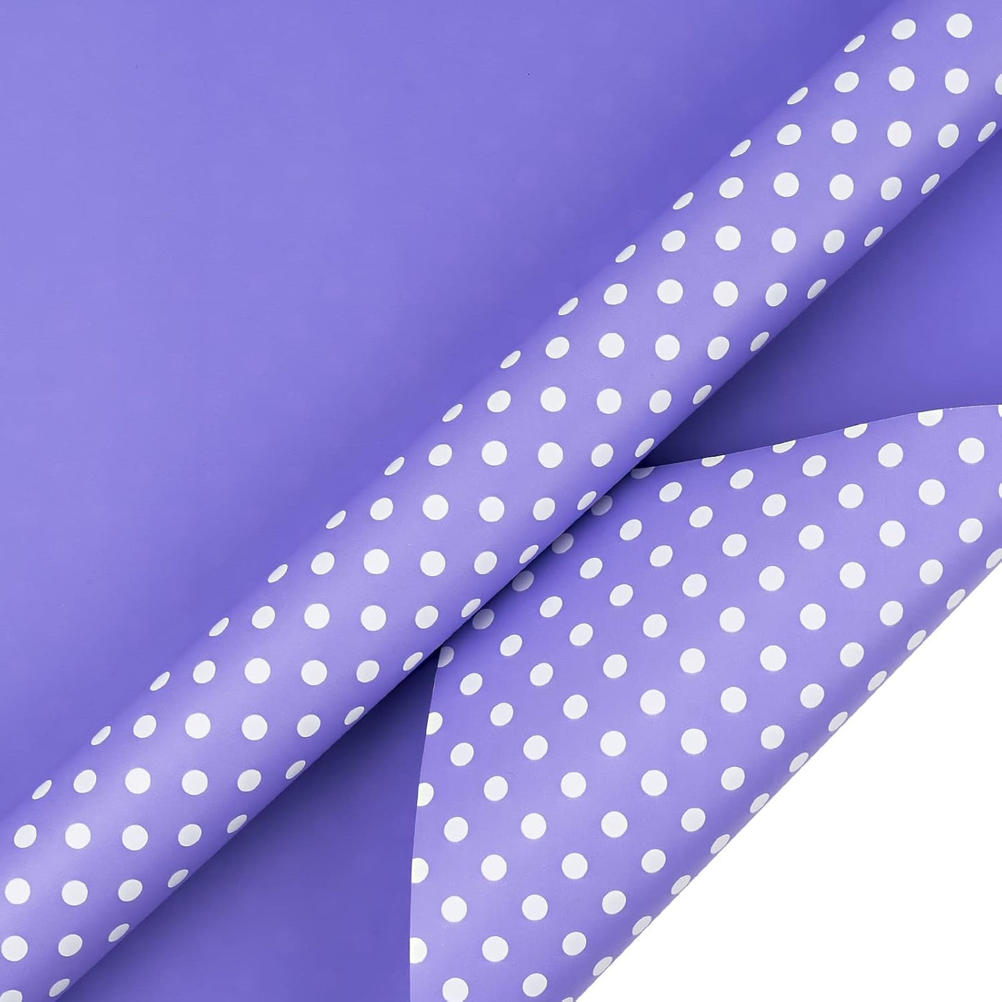 WRAPAHOLIC Reversible Wrapping Paper - Mini Roll - 17 Inch X 33 Feet - Light Purple and Polka Dot Design for Birthday, Holiday, Wedding, Baby Shower