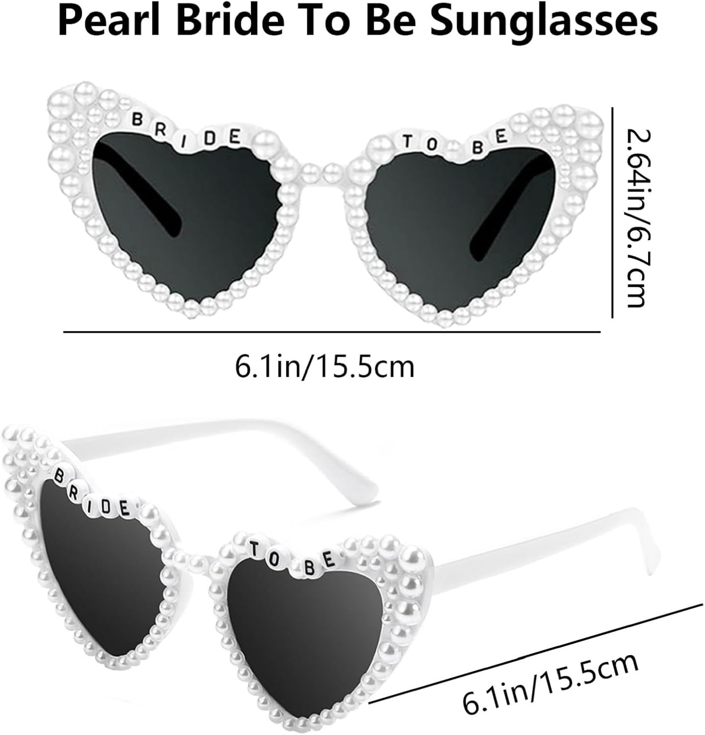 3PCS Bride To Be Veil White Print Bridal Veils Bride Sash and Pearl Sunglasses for Bachelorette Party