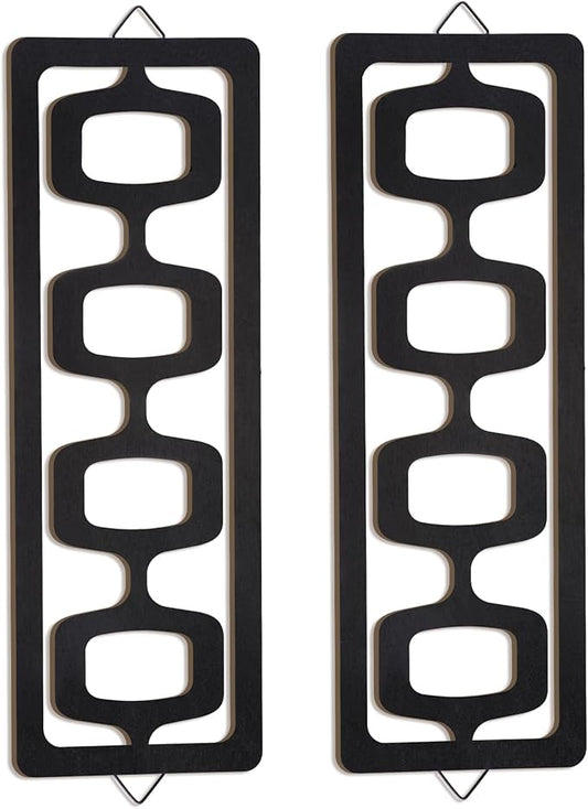CroBlissful 2 Pcs Mid Century Modern Wall Art Wood Mid Century Elegance Decor by CroBlissful