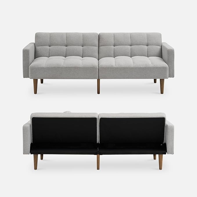 mopio Aaron 76.8" Couch, Small Futon Sofa Bed, Mid Century Modern Futon Couch - Image 9