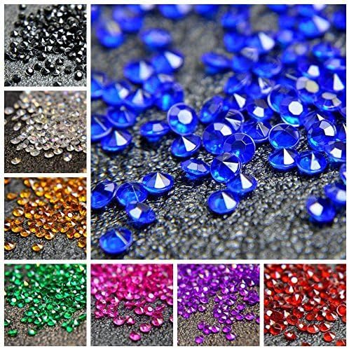 2000pcs Platic Acrylic Gems Fake Acrylic Diamonds Vase Filler Beads Faux Diamond Crystals Jewels for Makeup Brushes Holder Table Scatter Confetti Party Arts Crafts Birthday Wedding Decor