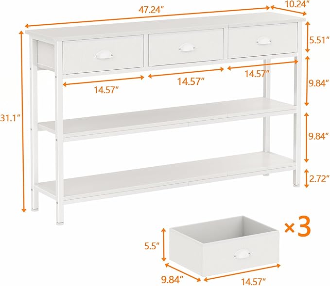 Furologee White Long 47" Console Sofa Table - Image 3