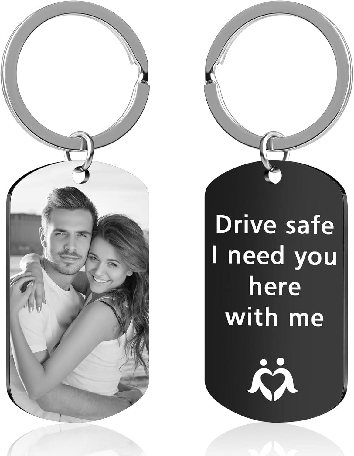 Personalized Keychain with Engraved Photo & Text Customized Custom Gift for Boyfriend, Girlfriend Valentine's Day gift
