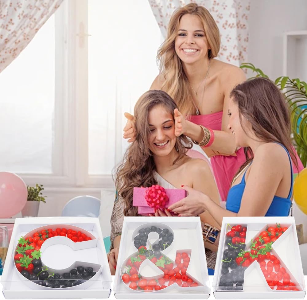 12" Fillable Cardboard Letter Charcuterie Gift Cupcake Box With Cover Sweets Packaging (C)