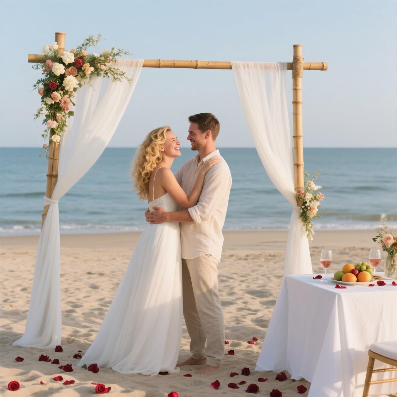 MLMW Wedding Arch Draping Fabric 1 Panel 29" x 20Ft Ivory Sheer Wedding Arch Backdrop Drapes Outdoor Curtain for Ceremony Party Background Ceiling Decor