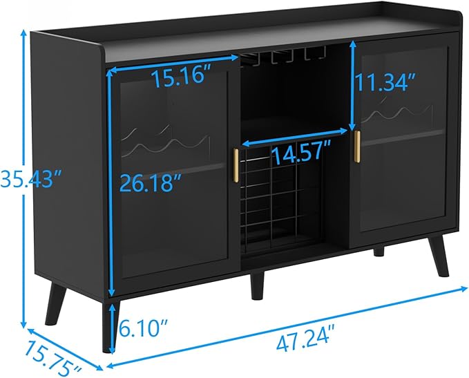Loomie Wine Bar Cabinet with LED Light, Home Coffee Cabinet with Wine Rack and - Image 2