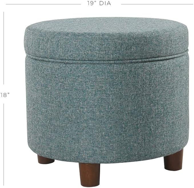 Homepop Home Decor | Upholstered Round Storage Ottoman | Ottoman - Image 3