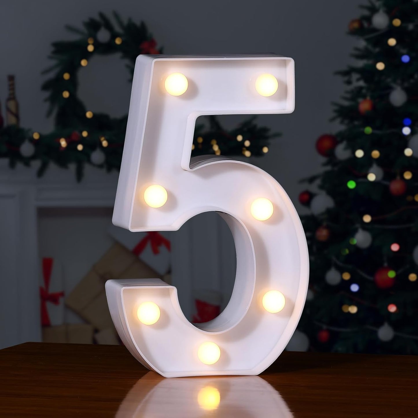 Foaky Decorative Led Marquee Light Up Number, Marquee Light Up Number Sign for Night Light Wedding Birthday Party Christmas Home Bar Decoration Number(5)