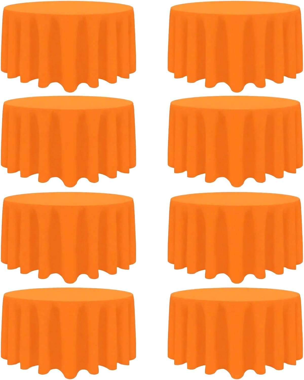 8 Pack Orange Round Tablecloth 120 Inch Stain and Wrinkle Resistant Round Orange Table Cloth Reusable and Washable Polyester Fabric for Buffet Wedding Party and Banquet