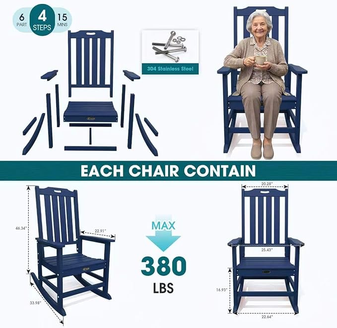 THOEOE Oversized Rocking Chair, Outdoor Rocking Chair - Image 7