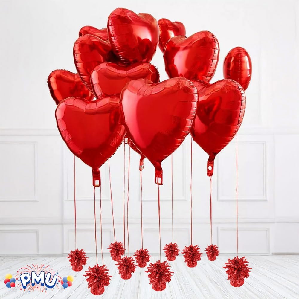 PMU 12 Pcs Kisses Balloon Weights - Decorative Balloon Weight for Christmas, Thanksgiving, Birthday, Party Favors, Wedding & Baby Shower - 6oz. Red, Pkg/12