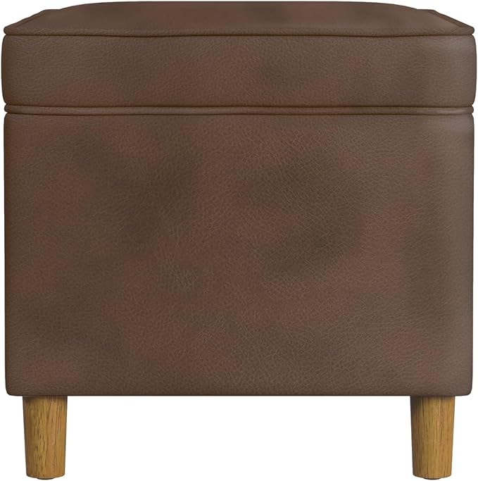 HomePop - Dinah 24" Storage Ottoman- Brown Faux Leather - Image 6
