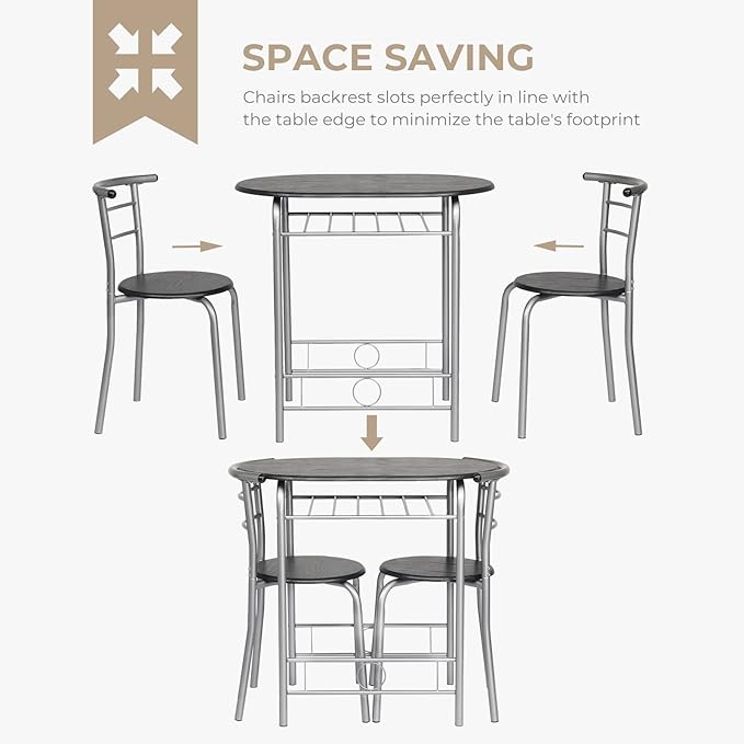 VINGLI 3 Piece Dining Set, Small Kitchen Table Set - Image 5