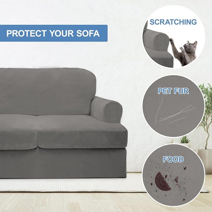 CUCRAF Cushion Sofa Cover 4 Piece Slipcovers, Soft Thick Velvet Couch Cover - Image 4