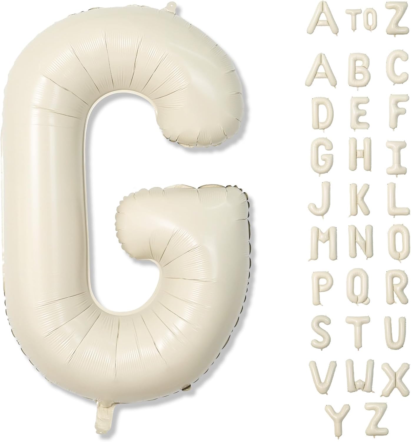 40 Inch Custom Letter Balloons, Giant Alphabet G Foil Name Balloon Cream White, Mylar Self Inflating Beige G, Helium Customize for Women Birthday Party Decoration