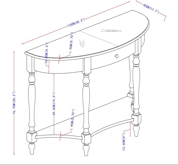 Solid Wood Console Table with Drawer and Storage Shelf, 45.3" Traditional Retro - Image 2