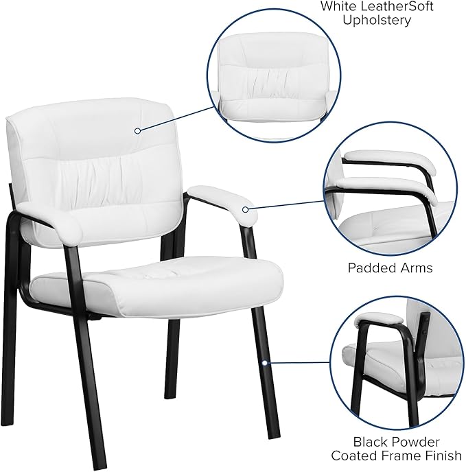 Flash Furniture Haeger White LeatherSoft Executive Side Reception Chair - Image 4