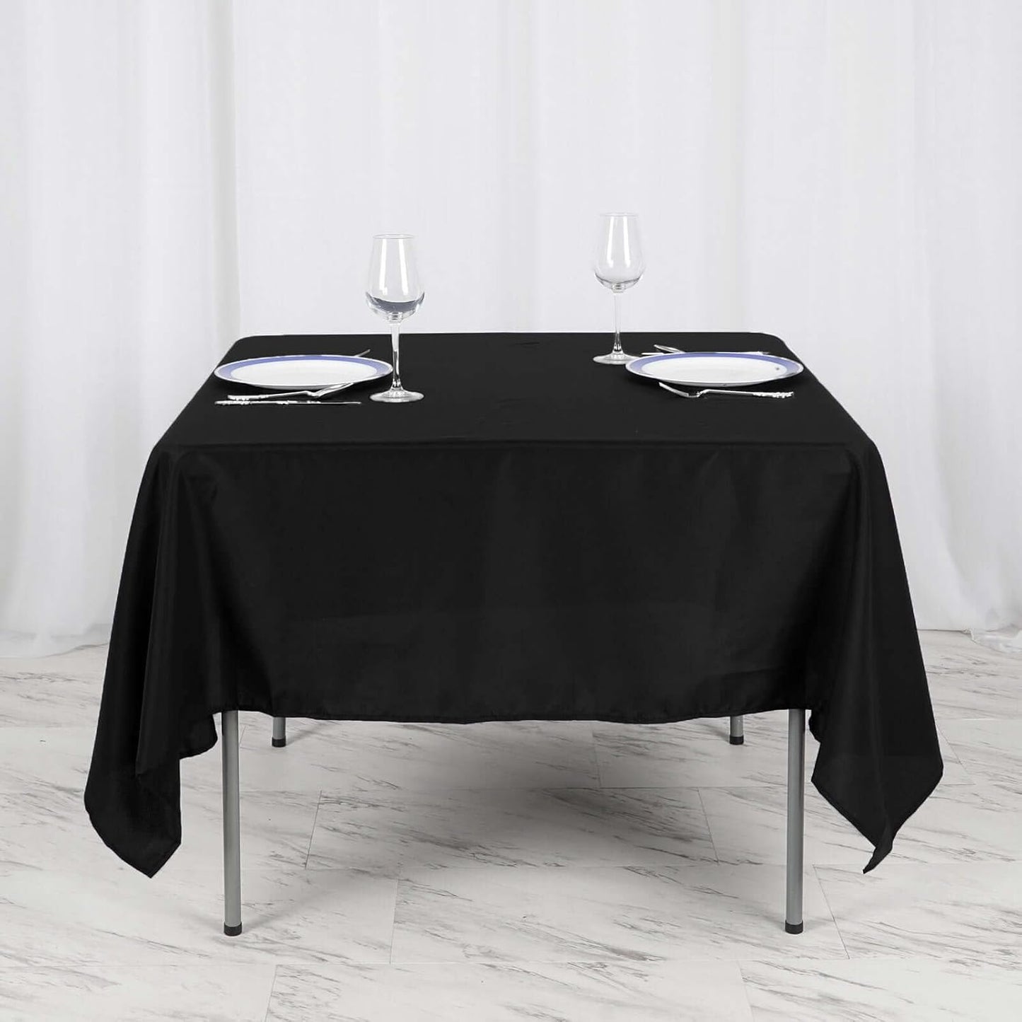 Efavormart 70" Square Linens Black Wholesale Linens Polyester Square Linen Tablecloth for Wedding Banquet Party Restaurant