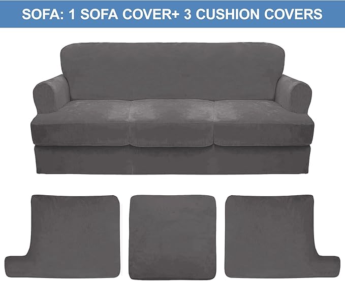 CUCRAF Cushion Sofa Cover 4 Piece Slipcovers, Soft Thick Velvet Couch Cover - Image 5