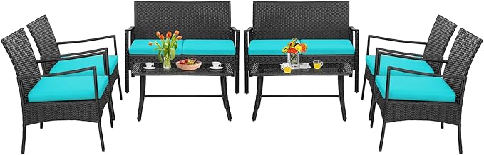 Tangkula 8 Pieces Rattan Conversation Set, Patio Sofa Couch Set by TANGKULA