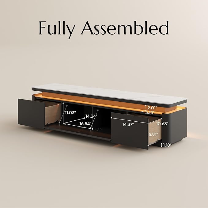 POVISON Fully Assembled 71" Mid-Century Modern TV Stand - Image 7