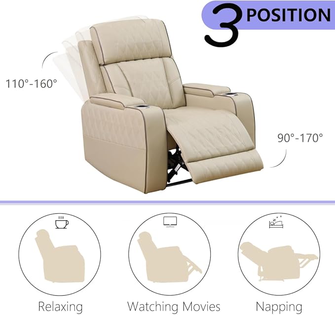 Leather Power Recliner Sofa Set, Living Room Furniture Sets, 2 Piece Reclining - Image 6