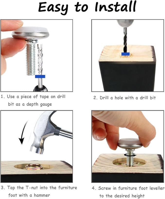 30Pcs Adjustable Furniture Leg Base Leveller Table Leveling Feet Pads, M6 x - Image 7