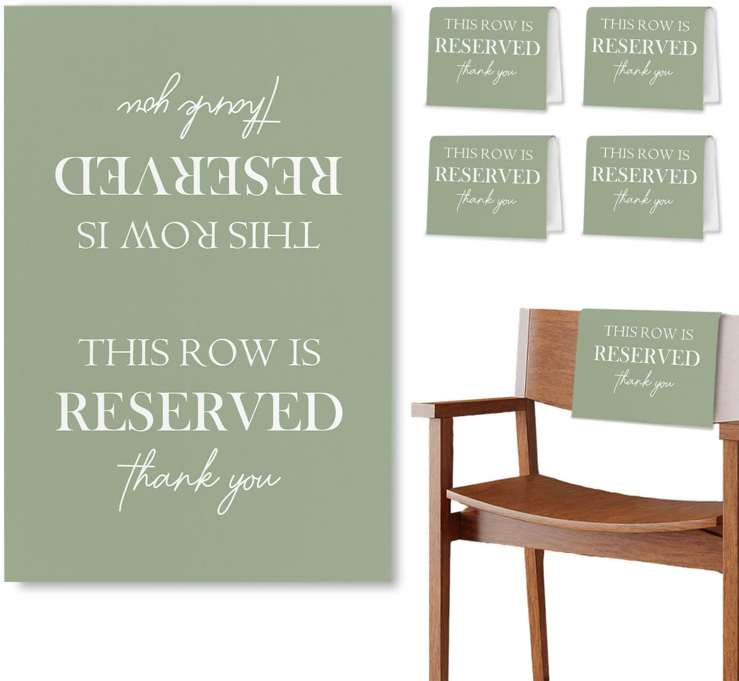 Reserved Seating Chair Signs, This Row Is Reserved Pew Cloths Seating Placeholder for Church Pews, Sage Green Wedding Decorations for Reception Parties Event (Sage Green, 4 PCS)