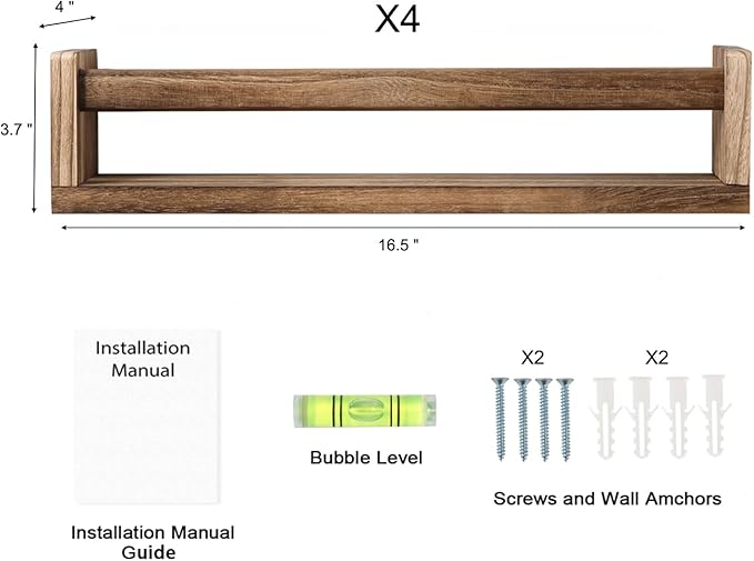 Nursery Room Shelves Set of 4, Wood Floating Book Shelves - Image 3