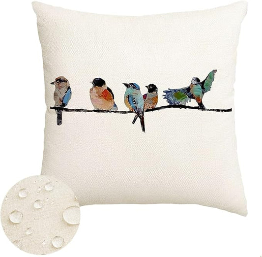 RABUSOFA Outdoor Pillow Covers Waterproof 18x18 Inch, Outdoor Bird Lumbar Throw by RABUSOFA