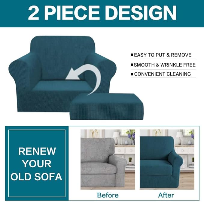 Turquoize 2 Piece Chair Covers Chair Slipcovers - Image 4