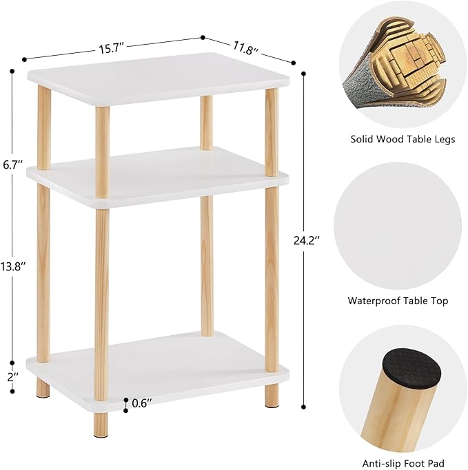 Apicizon 3 Tier Nightstand, End Table - Image 2