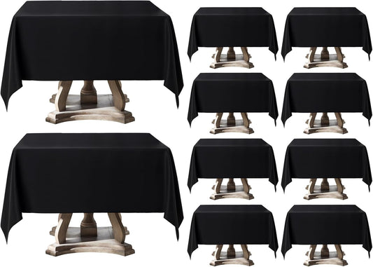 Square Tablecloth 52 x 52 Inch Black 10 Pack Tablecloths Stain-Wrinkle Resistant Washable Polyester Table Cloths for Holiday, Buffet Parties,and Wedding