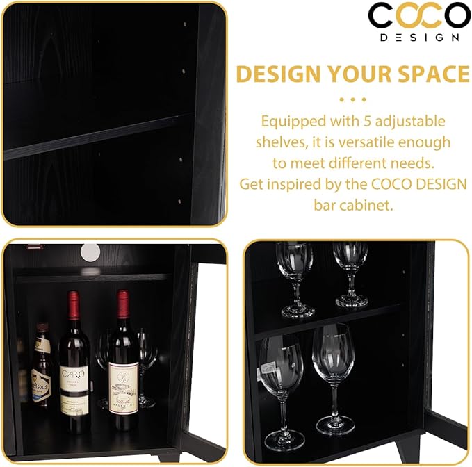 COCO DESIGN Small Bar Cabinet, Farmhouse Buffet Coffee Sideboard - Image 7