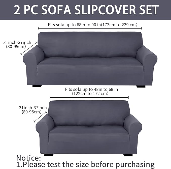 Peryiter 2 Pcs Sofa Covers Couch and Loveseat Covers Set Stretch Sofa Slipcover - Image 2