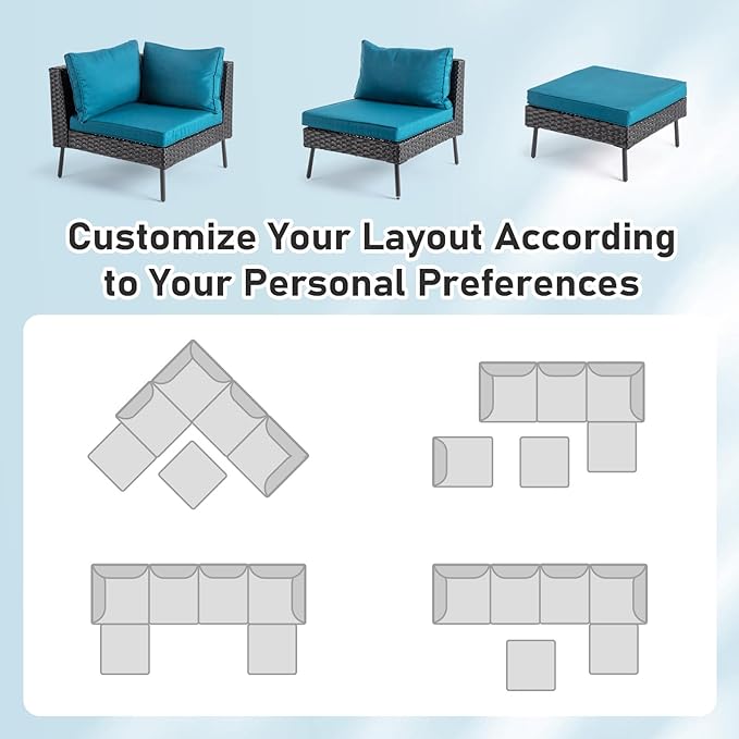 VINGLI 6-Piece Patio Furniture Set, All-Weather Wicker Outdoor Sectional Sofa - Image 7