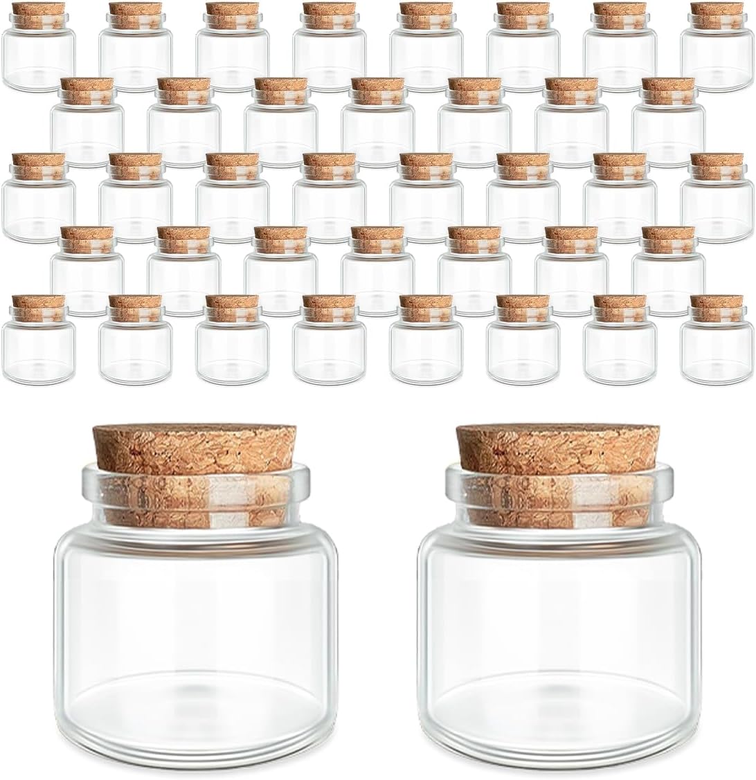 JIUYUE 40 pcs 20 ml Glass Bottle with Cork,Small Craft Jars(0.67 oz-1.45x1.57 inch)