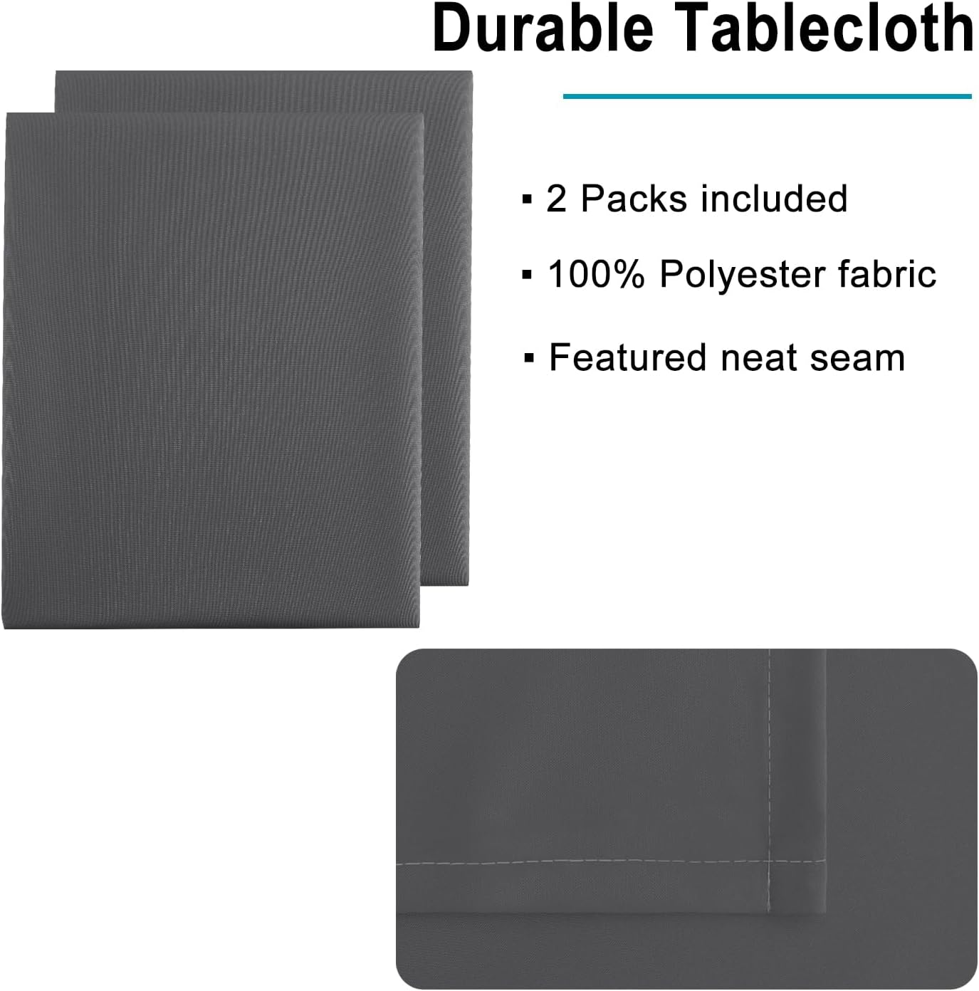Hiasan 2 Pieces Rectangle Tablecloth - Waterproof and Spillproof Dining Room Washable Polyester Table Cloth for Dining Room, 60 x 102 Inch, Grey