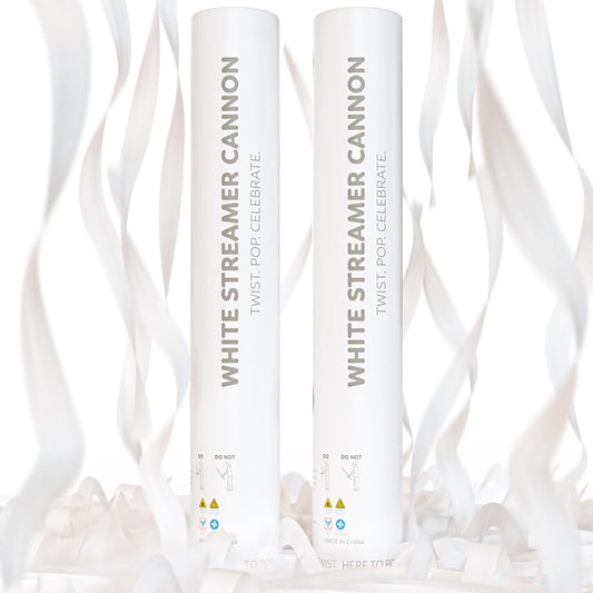 2 Pack Steamer Cannon Confetti Poppers | Biodegradable White Streamers | TUR Party Supplies | Launches Up to 25ft | Giant (12 in) | Party Poppers for Graduation, Birthdays, Weddings, and Memorial Day