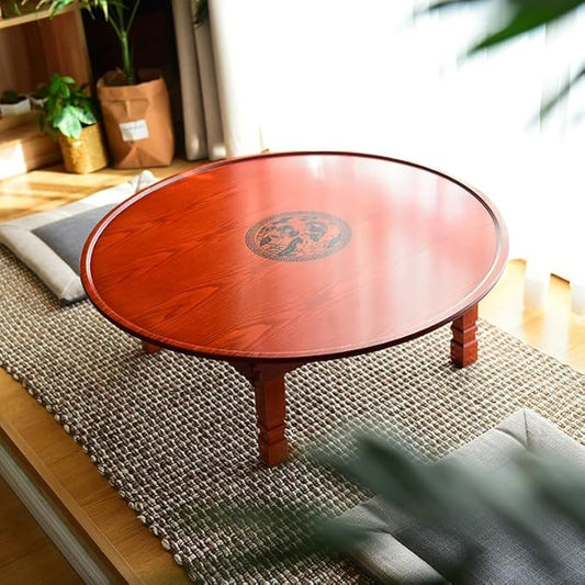 Round Korean Coffee Table Folding Leg Asia Antique Furniture Floor Table by Unknown
