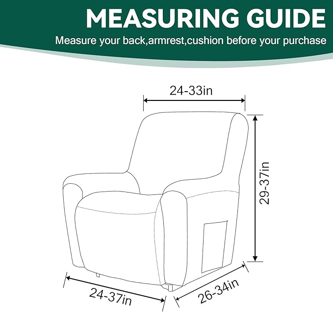 Cupuamon Recliner Chair Covers, Lazy Boy Recliner Covers Stretch Reclining - Image 2