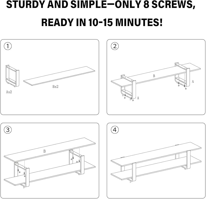 Welnow Low Bamboo TV Stand for Up to 65 Inch, Small Mid Century Modern - Image 9