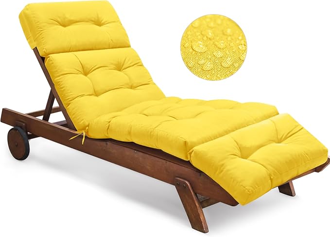 Waterproof Outdoor Chaise Lounge Chair Cushion 74.4 x 22 x 4.7 Inches Memory by Tycdiose
