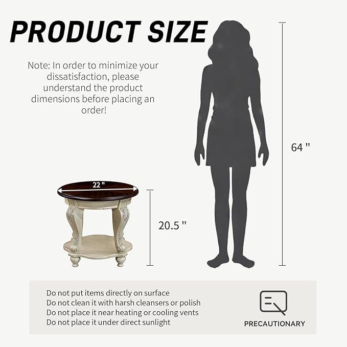 LKTART Round End Table, Victorian Vintage End Tables - Image 3