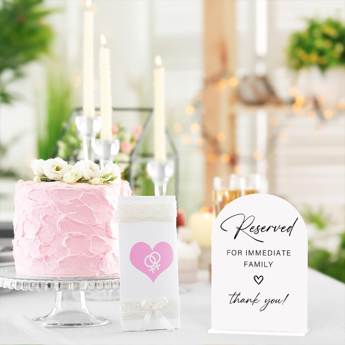 Acrylic Wedding Sign Wedding Signs for Ceremony Reserved for Immediate Family Sign for Wedding, Modern Calligraphy Arch Acrylic Table Top Sign for Wedding Reception and Event Party Table(white）