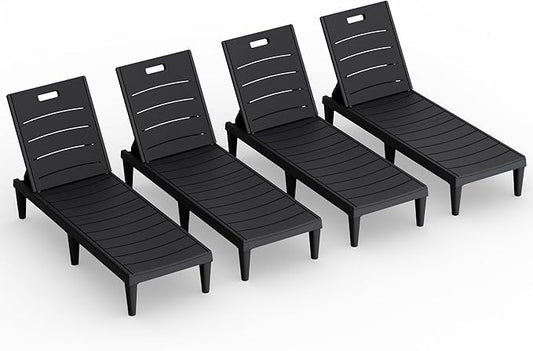Greesum Outdoor Chaise Lounge Chair Set of 4, Waterproof 5-Position Adjustable by BuynowfromGreesum