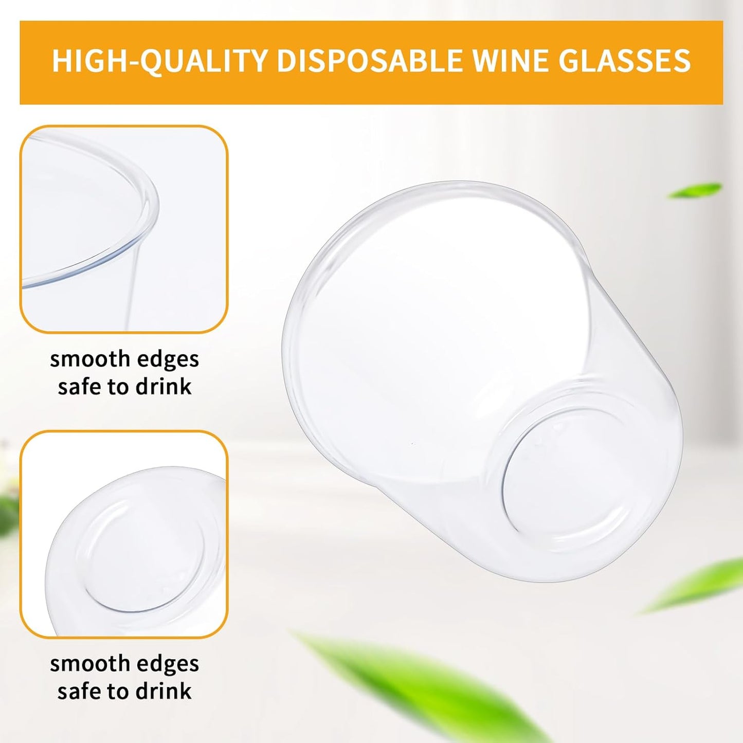 Disposable Stemless Glasses 12oz Crystal Plastic Cups Disposable Cold Party Drinking Cups Wine Glasses for Meeting Weddings Birthdays Cocktail Christmas Party Supplies (Clear, 50 Pcs)